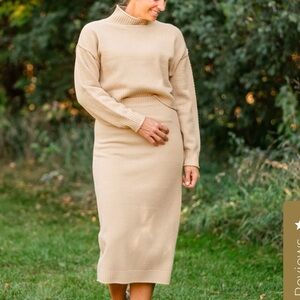NWOT Tan Sweater Skit Set